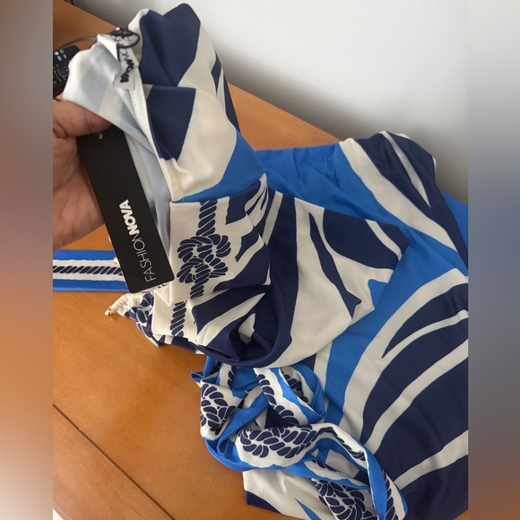 Fashion Nova Blue & White Two-Piece Printed Skirt Set - Picture 10 of 12